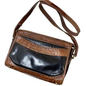 Brahmin Women's Crossbody Leather Black Brown Purse